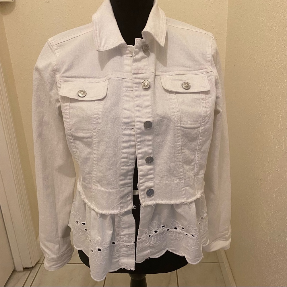 Baccini denim white jacket Medium, with contrast fabric